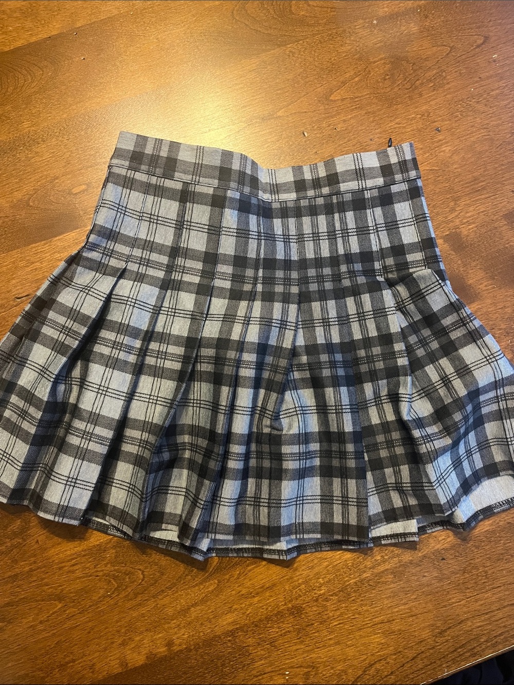 Grey and black pleated skirt